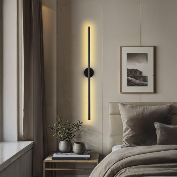 Φωτιστικό τοίχου-απλίκα Tisenio pakoworld Led μαύρο 75x6x6εκ