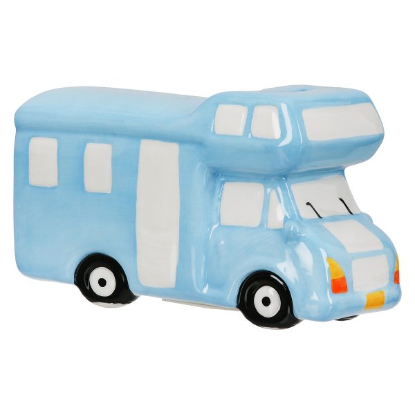 Money Box Αυτοκινούμενο τροχόσπιτο Κεραμικό Μπλε 15X7X9Cm 15X7X9Cm