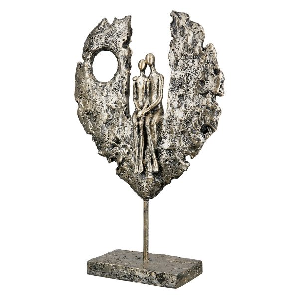 Γλυπτό Καρδιά "Paar Im Herz" Couple Motif Πολυρεζίνη Χρυσό PU 21x8x34cm