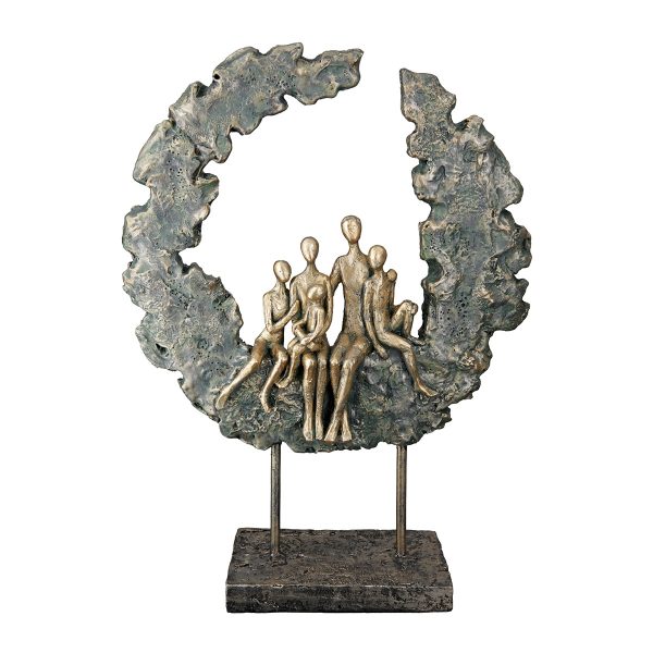Γλυπτό Round "Familie" Πολυρεζίνη Χρυσό Πράσινο PU 14x8x32.5cm