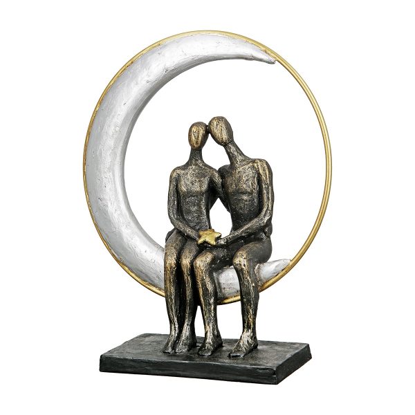 Γλυπτό Moon "Moonlight" Couple Motif Πολυρεζίνη Μπρούντζινο PU 24x9x29cm