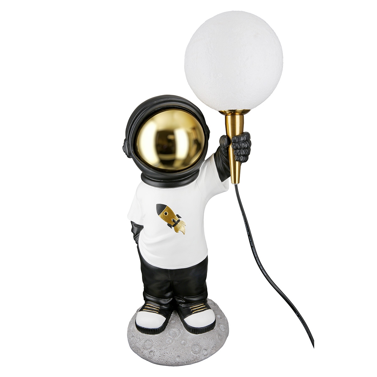 Τραπέζι Λάμπα (Led) Astronaut "Apollo" Πολυρεζίνη Λευκό PU 15.5x21.5x46.5cm