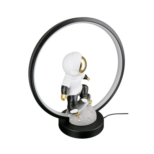 Τραπέζι Λάμπα (Led) Astronaut "Apollo" Πολυρεζίνη Μαύρο Γκρι PU 30.5x14.5x33cm