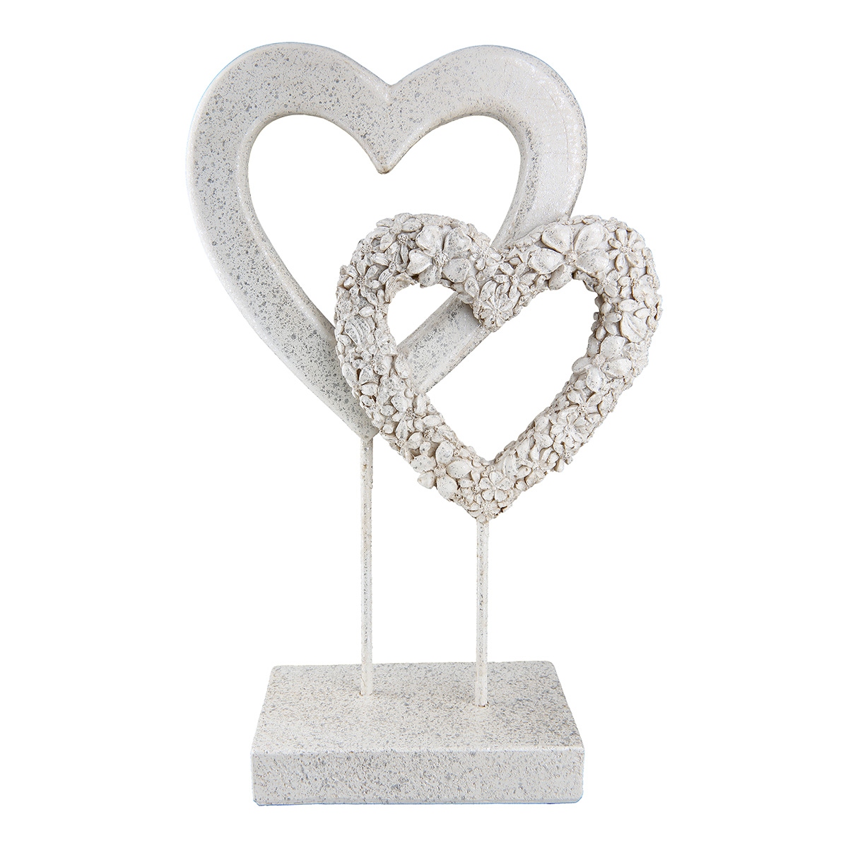 Stand Relief Καρδιά "Flower Heart" Λουλουδάτο Design Πολυρεζίνη Ασημένιο Λευκό PU 4 14.5x6.5x24cm