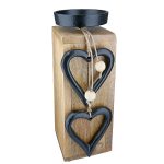 Κηροπήγιο "Hangin Heart" Καρδιά Μοτίφ Ξύλο Εκρού 8X8X22Cm 8X8X22Cm