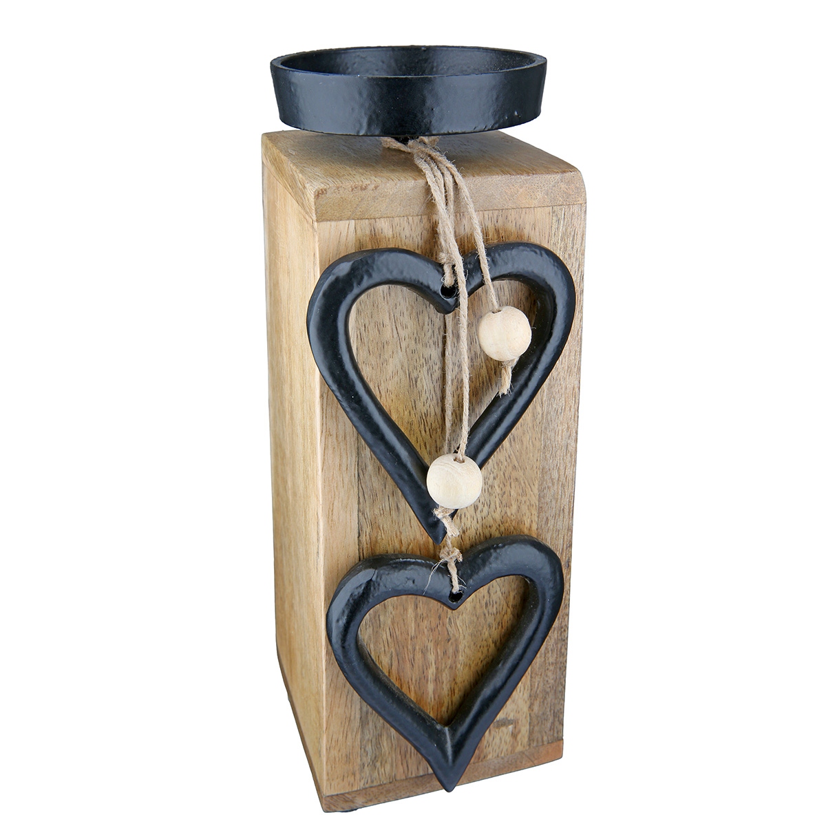 Κηροπήγιο "Hangin Heart" Καρδιά Μοτίφ Ξύλο Εκρού 8X8X22Cm 8X8X22Cm