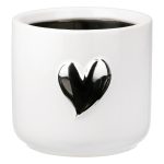Planter Heart Motif Κεραμικό Λευκό D8X9Cm D8X9Cm