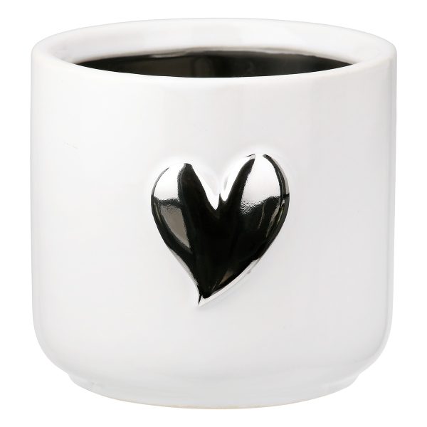 Planter Heart Motif Κεραμικό Λευκό D8X9Cm D8X9Cm