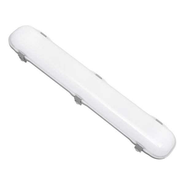 GLOBOSTAR® EMERGANO 60179 60cm Γραμμικό Βιομηχανικό Φωτιστικό Tri-Proof Τεχνολογίας Emergency με Ενσωματωμένη Μπαταρία Li-Ion 3.7V 2600mAH & Αυτονομία 3 Ώρες LED 24W 2880lm 120° AC 220-240V Αδιάβροχο IP65 Γκρι Σώμα με Γαλακτερό Κάλυμα Πλαστικό PC - Ψυχρό Λευκό 6000K - LUMILEDs SMD Chip & TÜV SÜD Driver - Μ60 x Π10.5 x Υ8cm - 5 Χρόνια Εγγύση