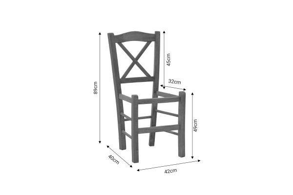Καρέκλα καφενείου Santorini χιαστή καρυδί ξύλο 42x40x89εκ