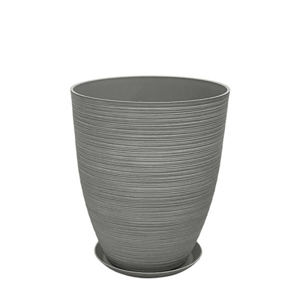 STONE POLYRESIN ΚΑΣΠΩ ΜΕ ΠΙΑΤΟ ΓΚΡΙ ΠΑΛΙΟ ΠΗΛΙΝΟ ΜΕΣΑΙΟ - Φ35x42.5cm