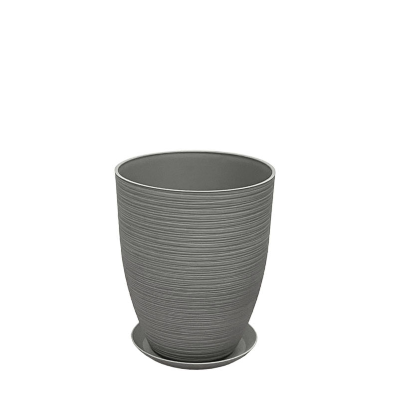STONE POLYRESIN ΚΑΣΠΩ ΜΕ ΠΙΑΤΟ ΓΚΡΙ ΠΑΛΙΟ ΠΗΛΙΝΟ ΜΙΚΡΟ - Φ28x34.5cm