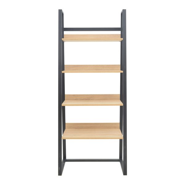 Βιβλιοθήκη Ryder pakoworld σε oak-μαύρη απόχρωση 75x36x185εκ