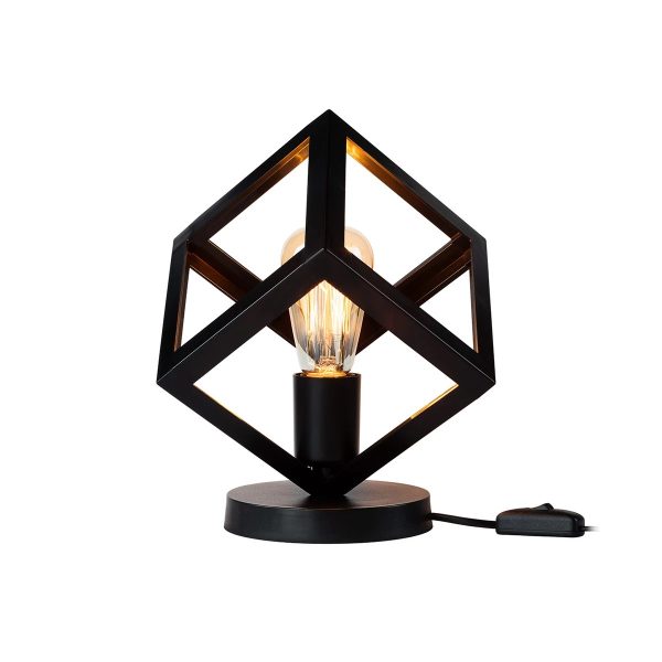 GloboStar® DISE 203-0272 Μοντέρνο Eπιτραπέζιο Φωτιστικό Μονόφωτο 1 x E27 IP20 Μαύρο Πλαστικό - Μ28 x Π28 x Υ29cm