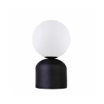 GloboStar® MAGIC 204-0132 Μοντέρνο Eπιτραπέζιο Φωτιστικό Μονόφωτο 1 x E27 IP20 Μαύρο Μέταλλο με Λευκό Γυαλί - Μ13 x Π13 x Υ28cm
