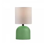 GloboStar® LOREN 204-0136 Μοντέρνο Eπιτραπέζιο Φωτιστικό Μονόφωτο 1 x E27 IP20 Πράσινο Μέταλλο με Μπεζ Ύφασμα - Μ15 x Π15 x Υ31cm