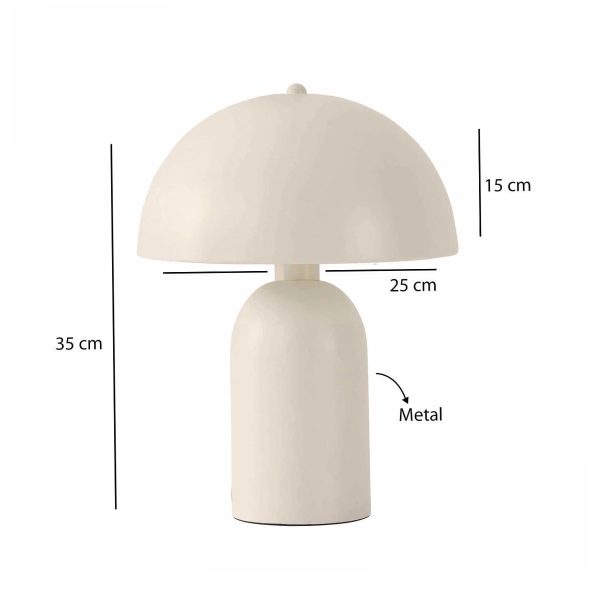 GloboStar® GASCO 204-0149 Μοντέρνο Eπιτραπέζιο Φωτιστικό Μονόφωτο 1 x E27 IP20 Μπεζ Μέταλλο - Μ25 x Π25 x Υ35cm