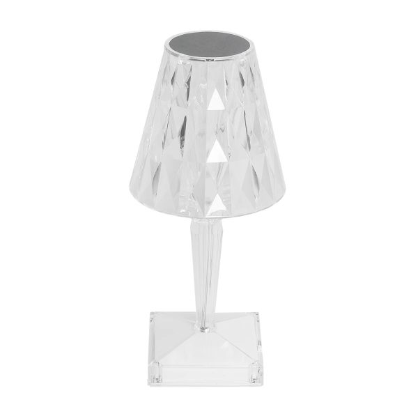 GLOBOSTAR® CRYSTAL 62042 Μοντέρνο Επιτραπέζιο Φωτιστικό Πορτατίφ LED 1W 100lm 360° DC 5V USB-C με Επαναφορτιζόμενη Μπαταρία Li-ion 3.7V 1600mAh IP44 Πολύχρωμο RGBW με Χειριστήριο Dimmable - Sanan SMD Chip - Διάφανο - Μ11.5 x Π11.5 x Υ25.5cm - 3 Χρόνια Εγγύηση