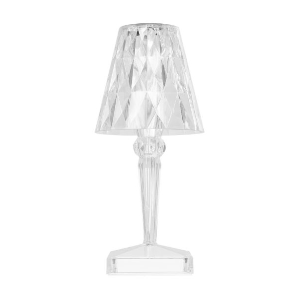GLOBOSTAR® CRYSTAL 62042 Μοντέρνο Επιτραπέζιο Φωτιστικό Πορτατίφ LED 1W 100lm 360° DC 5V USB-C με Επαναφορτιζόμενη Μπαταρία Li-ion 3.7V 1600mAh IP44 Πολύχρωμο RGBW με Χειριστήριο Dimmable - Sanan SMD Chip - Διάφανο - Μ11.5 x Π11.5 x Υ25.5cm - 3 Χρόνια Εγγύηση