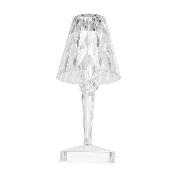 GLOBOSTAR® CRYSTAL 62042 Μοντέρνο Επιτραπέζιο Φωτιστικό Πορτατίφ LED 1W 100lm 360° DC 5V USB-C με Επαναφορτιζόμενη Μπαταρία Li-ion 3.7V 1600mAh IP44 Πολύχρωμο RGBW με Χειριστήριο Dimmable - Sanan SMD Chip - Διάφανο - Μ11.5 x Π11.5 x Υ25.5cm - 3 Χρόνια Εγγύηση