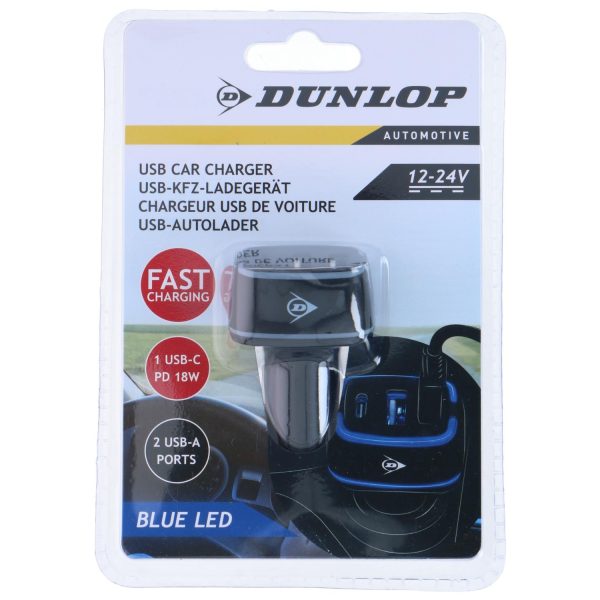Φορτιστής Αυτοκινήτου 2xUSB A + USB C DUNLOP
