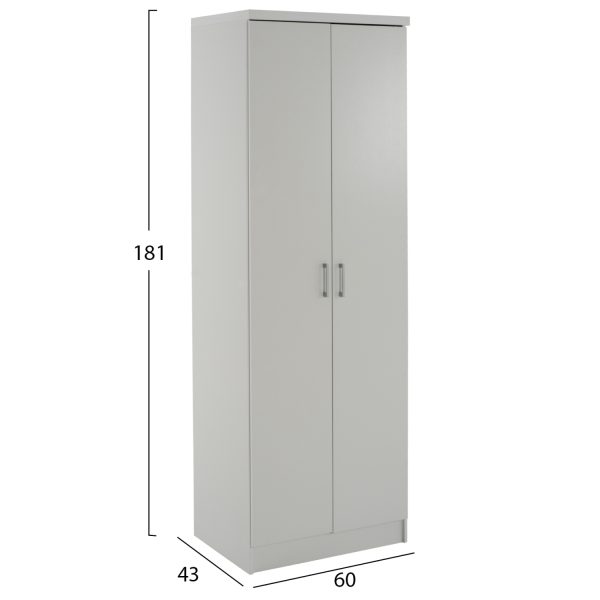 Ντουλάπα ρούχων δίφυλλη REAL χρώμα λευκό 60x42x180